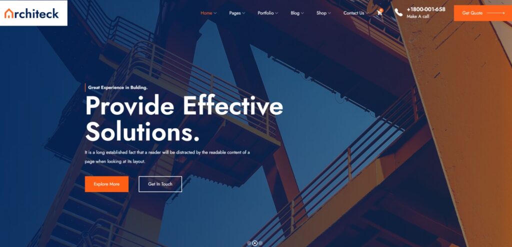 architeck wordpress theme for general contractor