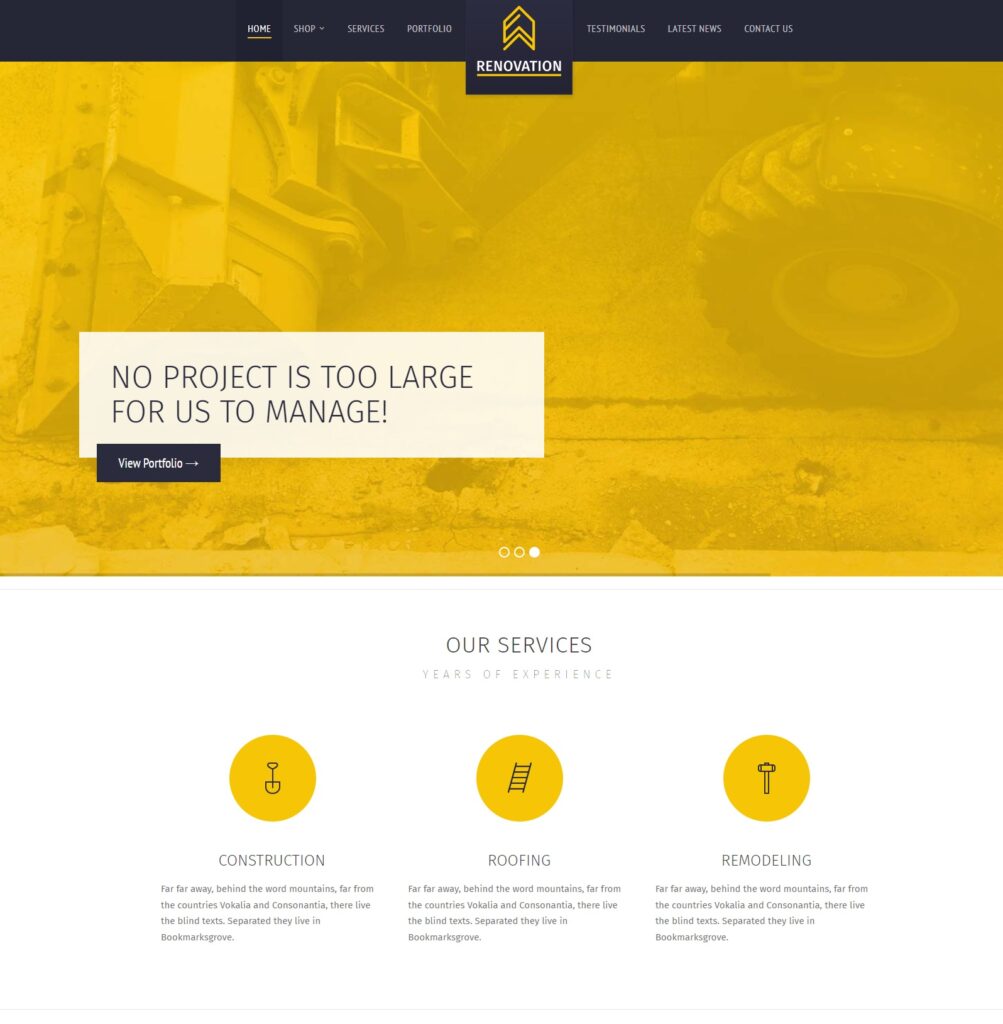 renovation theme for contractor website template new design