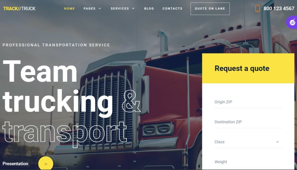TrackTruck - Freight Brokerage and Logistics Company WordPress theme