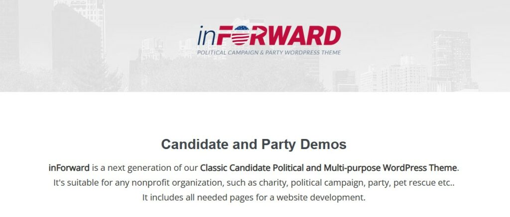 inforward homepage Political campaign website templates