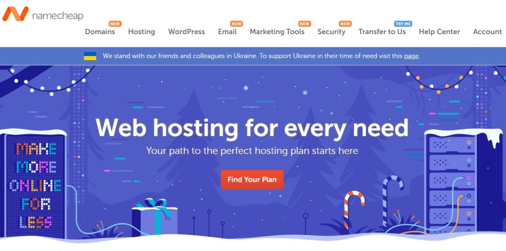 homepage of namecheap Best web hosting for handyman business
